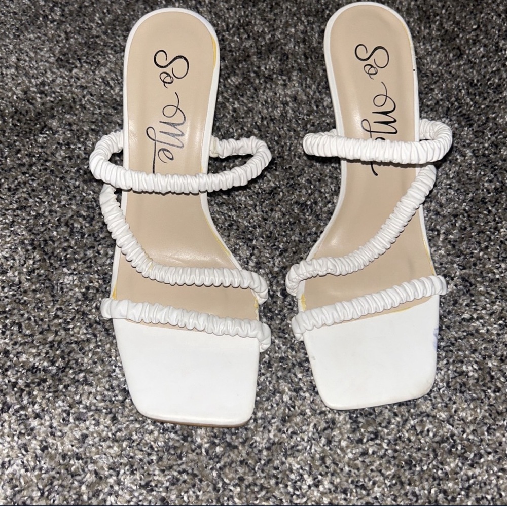 Forever 21 White Heels with Sparkling Straps